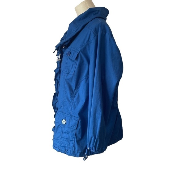 Cleo blue ruffle full front canvas  jacket coat spring summer fall - Picture 8 of 13